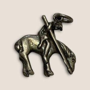 Vintage Sterling Silver "End Of The Trail" Native American Horse Charm Pendant